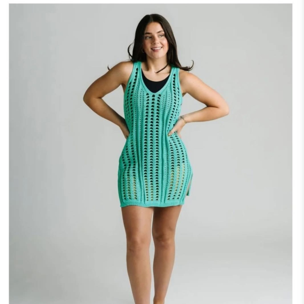 Zyia Teal Crochet Swimsuit Cover Up